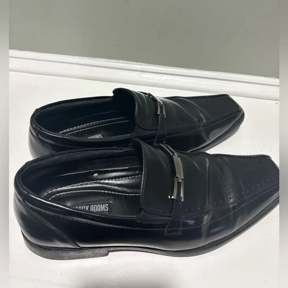 Slip-In Black Leather Cade Bike Toe Dress Shoe by Stacy Adams  -size 9.5